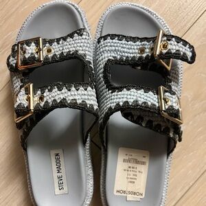 Steve Madden Black and Gray Women's Sandals